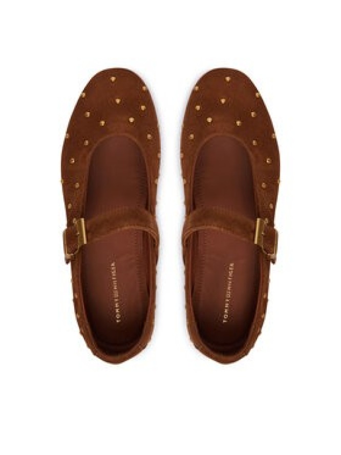 Tommy Hilfiger Baleriny Th Buckle Suede Stud Ballerina FW0FW09666 Brązowy