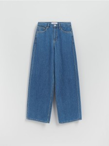 Jeansy wide leg z aplikacjami - niebieski
