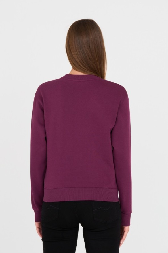 GUESS Bordowa damska bluza z cyrkoniami, Rozmiar XS