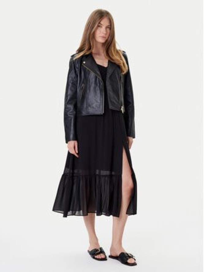 MICHAEL Michael Kors Kurtka skórzana MT520IE8RK Czarny Regular Fit