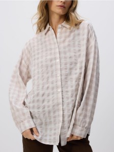 Koszula w kratę - kremowy