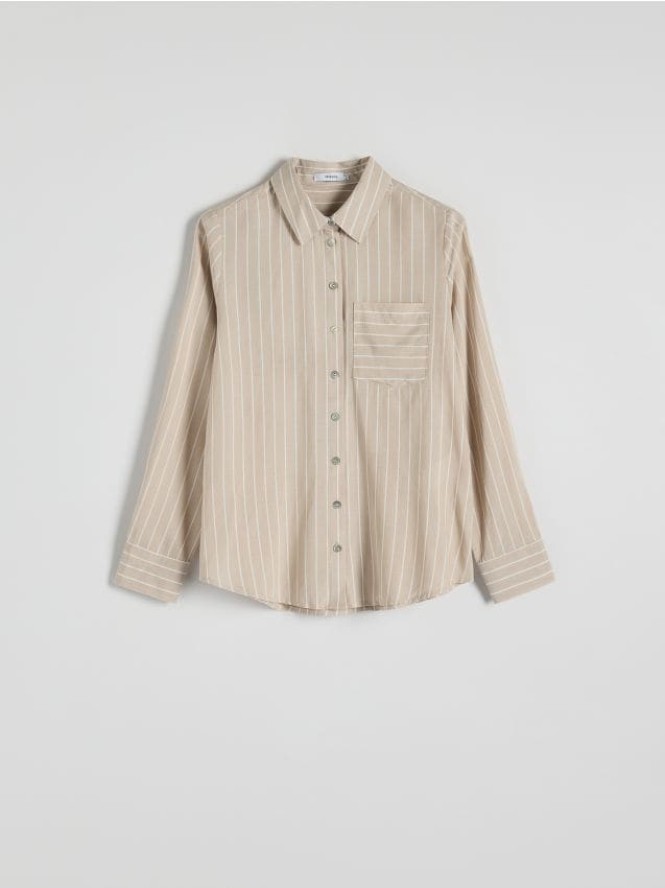 Koszula regular z wiskozy - kremowy