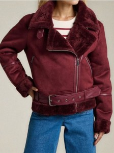 Kurtka ramoneska z kożuszkiem - bordowy