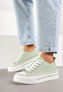 Jasnozielone Klasyczne Trampki na Grubej Podeszwie Natileva