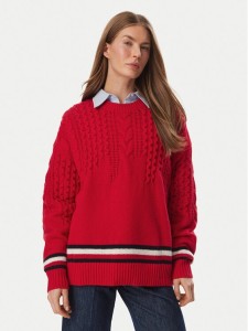 Tommy Jeans Sweter DW0DW23353 Czerwony Oversize