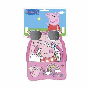 Zestaw z czapką i okularami przeciwsłonecznymi Peppa Pig Różowy