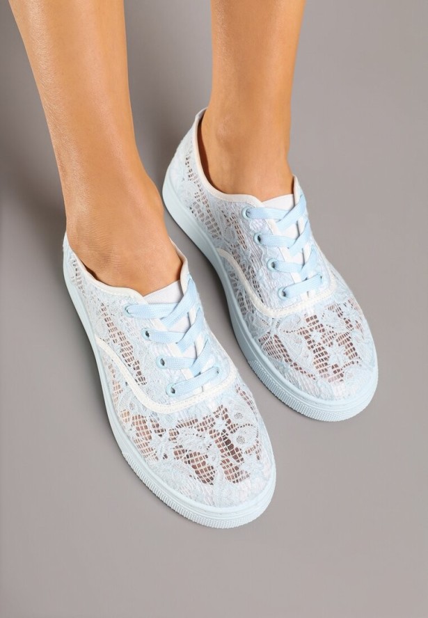 Jasnoniebieskie Tenisówki Ozdobione Koronką Orrisanne