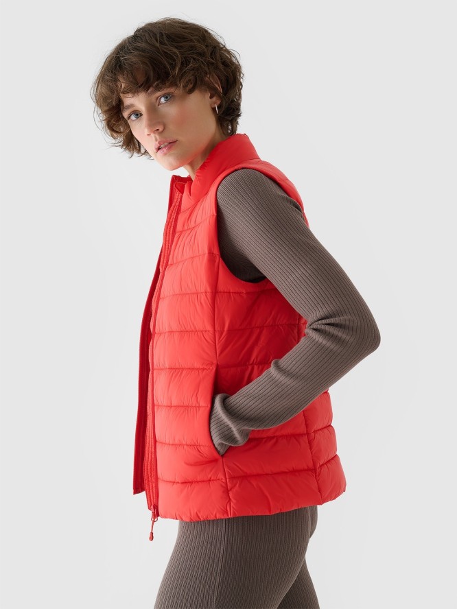 4F Bezrękawnik puchowy pikowany ze stójką damski - czerwony XS