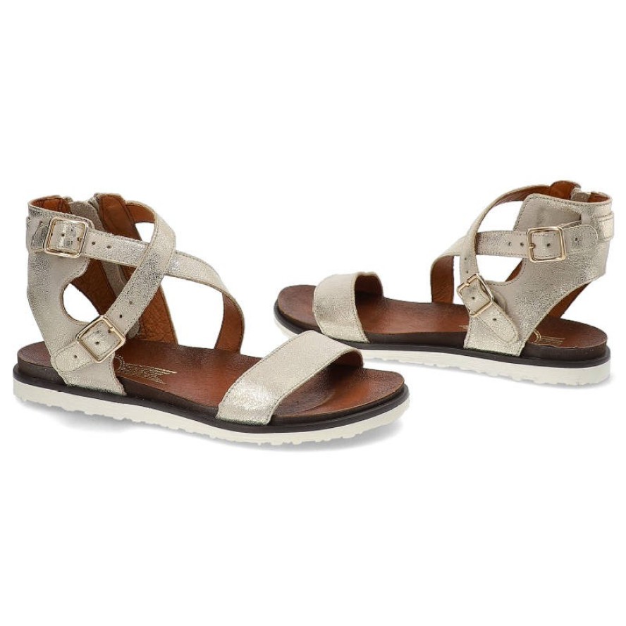 Złote Sandały Lemar Wygodne Buty Damskie