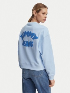 Tommy Jeans Bluza Bubble Logo DW0DW22366 Niebieski jasny Boxy Fit
