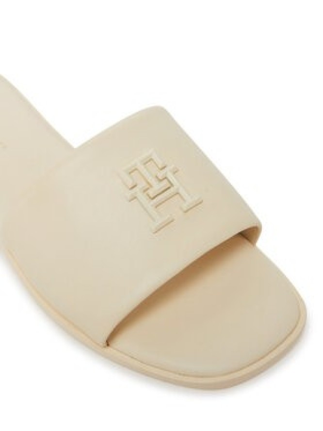 Tommy Hilfiger Klapki Th Logo Hardware Leather Mule FW0FW08806 Écru