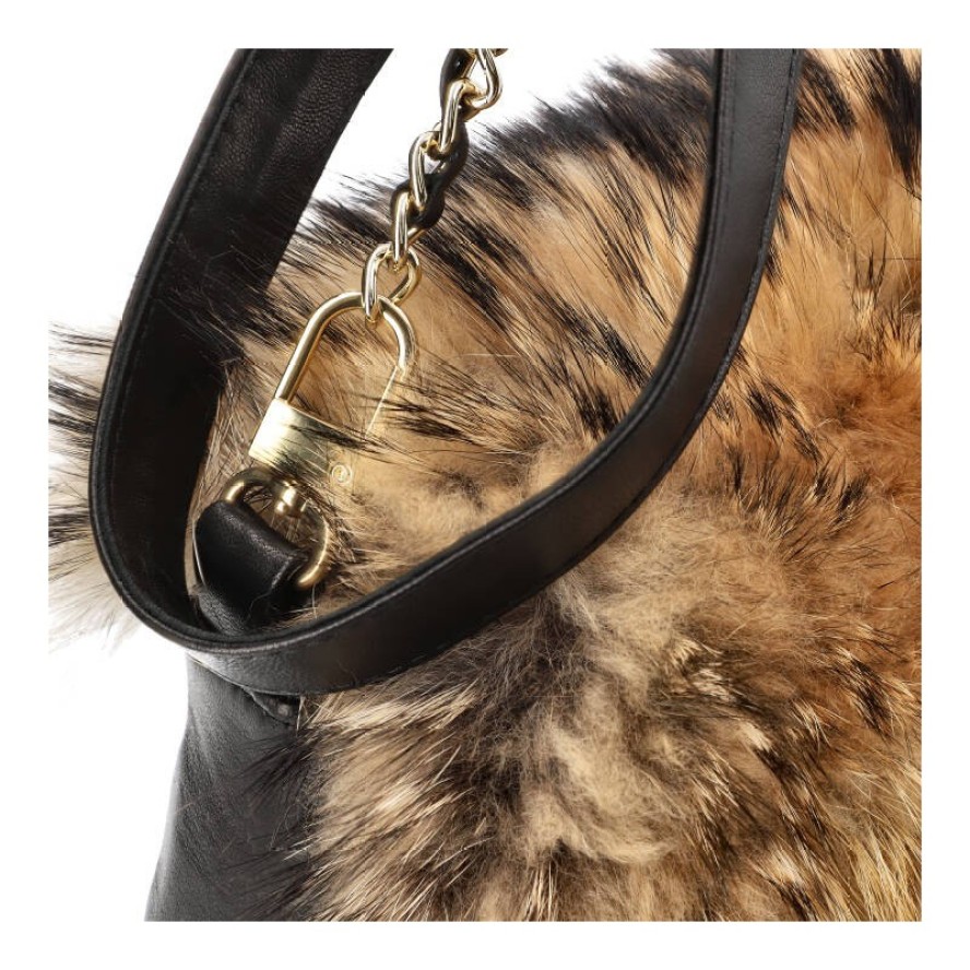 Brązowa Torebka Damska Luka-Pelli Z Naturalnym Futrem Z Jenota