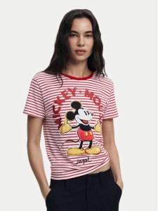 Desigual T-Shirt Mickey 25SWTKAI Czerwony Regular Fit