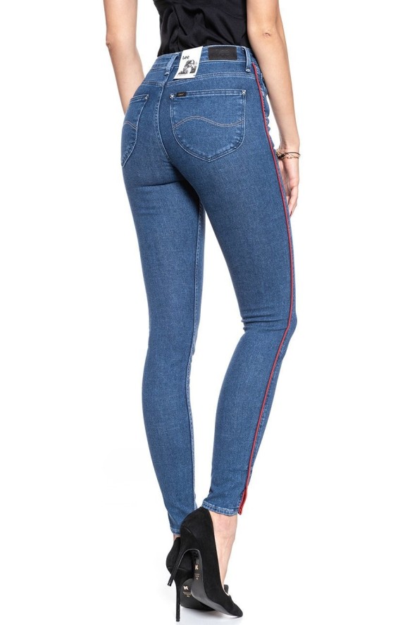 SPODNIE DAMSKIE LEE SCARLETT PIPING RED STOWE L31VROOR 112107312