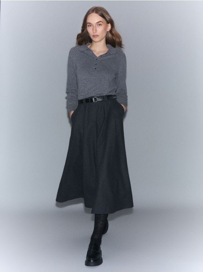 Spódnica z wełną - ciemnoszary
