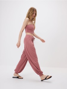 Spodnie jogger z modalem - jasnofioletowy