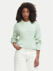 Tommy Hilfiger Sweter WW0WW48433 Zielony jasny Regular Fit