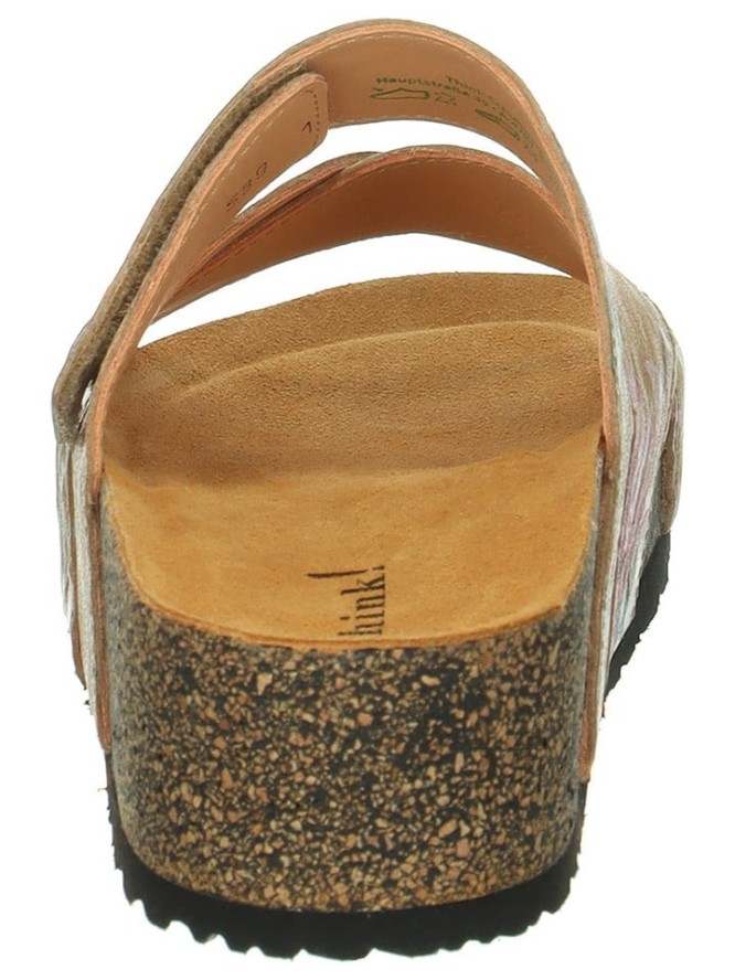 Think! Skórzane klapki "Papu" w kolorze jasnobrązowym ze wzorem rozmiar: 41