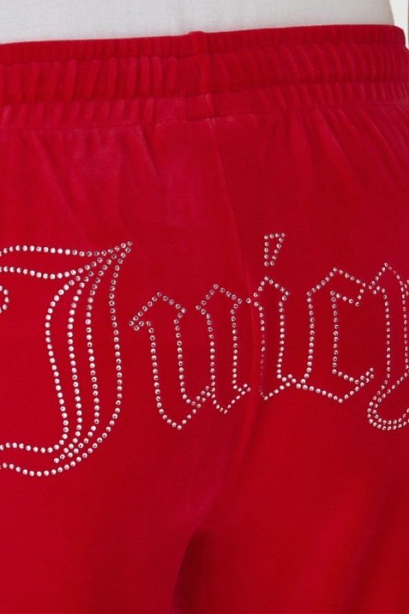 JUICY COUTURE Czerwone spodnie dresowe damskie z cyrkoniami Tina, Rozmiar XS