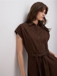 Kombinezon z dodatkiem lnu - ciemnobrązowy