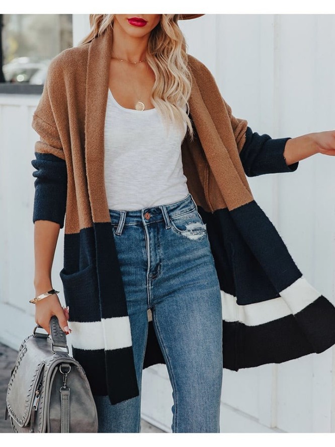 Milan Kiss Kardigan w kolorze jasnobrązowo-czarnym rozmiar: L