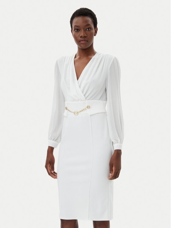 Rinascimento Sukienka koktajlowa CFC0123289003 Biały Regular Fit