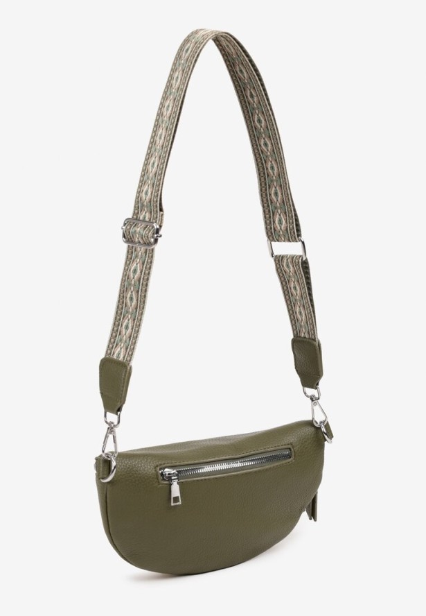 Zielona Nerka z Materiałowym Paskiem w Mozaikowe Wzorki Delavinea