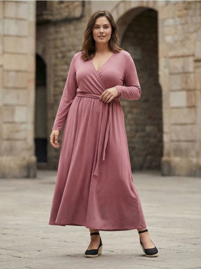 Sukienka z domieszką wiskozy - różowy