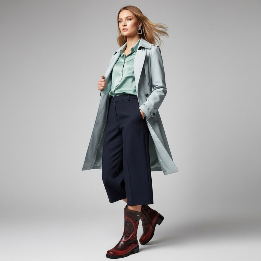 Kozaki damskie Laura Vita, wysoka cholewka ze skóry we wzory na płaskim obcasie, czerwone, SO2014-2