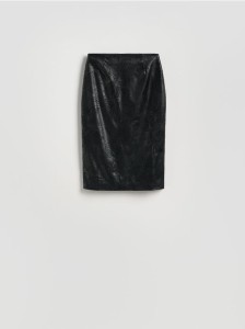 Wzorzysta spódnica midi - czarny