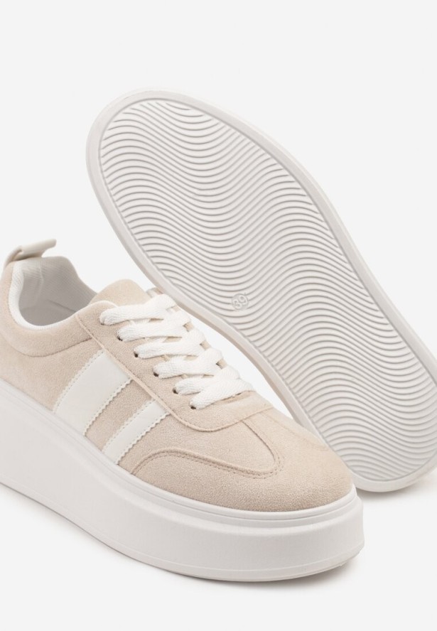 Beżowe Sneakersy Typu Kultowe Tenisówki na Platformie Redoreve