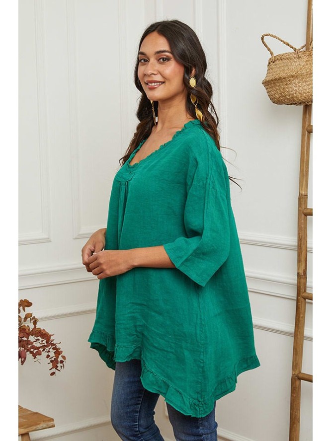 La Compagnie Du Lin Lniana tunika w kolorze zielonym rozmiar: L