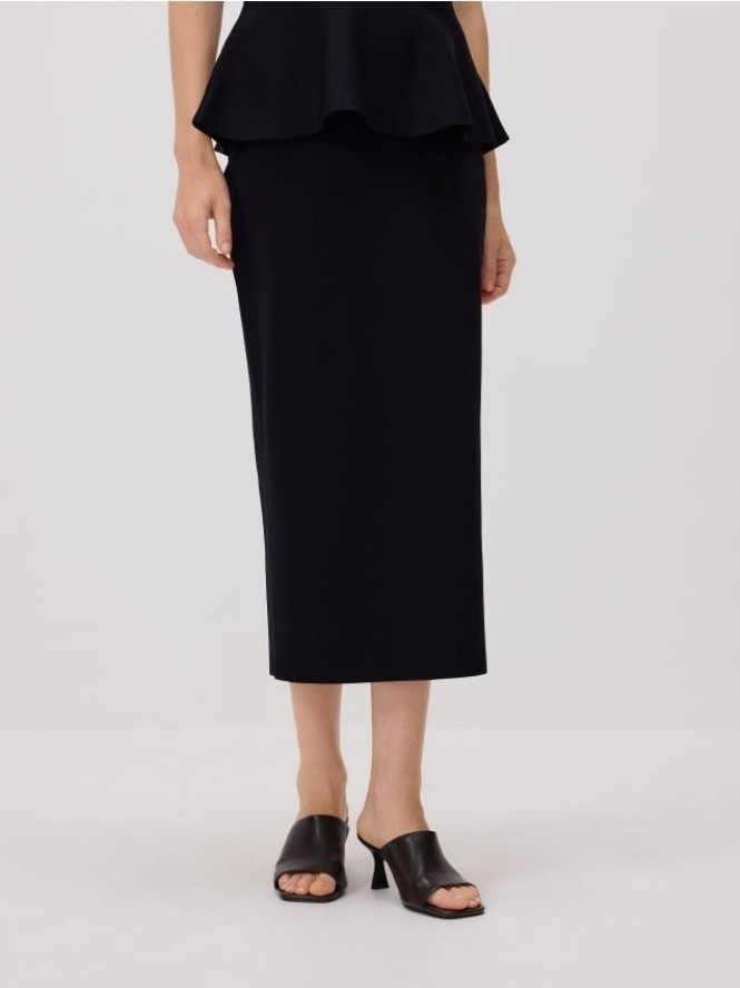 Spódnica midi z rozcięciem - czarny
