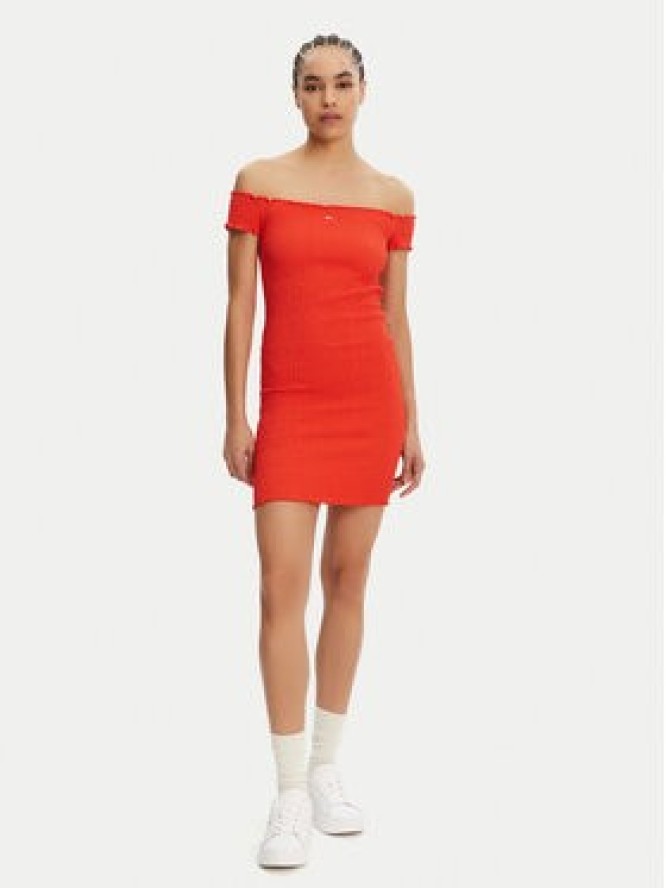 Tommy Jeans Sukienka letnia DW0DW20298 Pomarańczowy Slim Fit