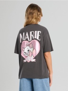 Bawełniana koszulka z nadrukiem The Aristocats - szary