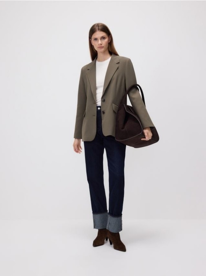 Jednorzędowa marynarka z wiskozą - zielony