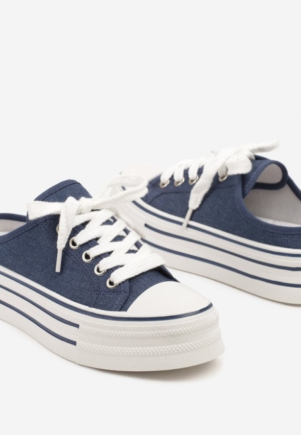 Granatowe Trampki przed Kostkę na Platformie Jalirna