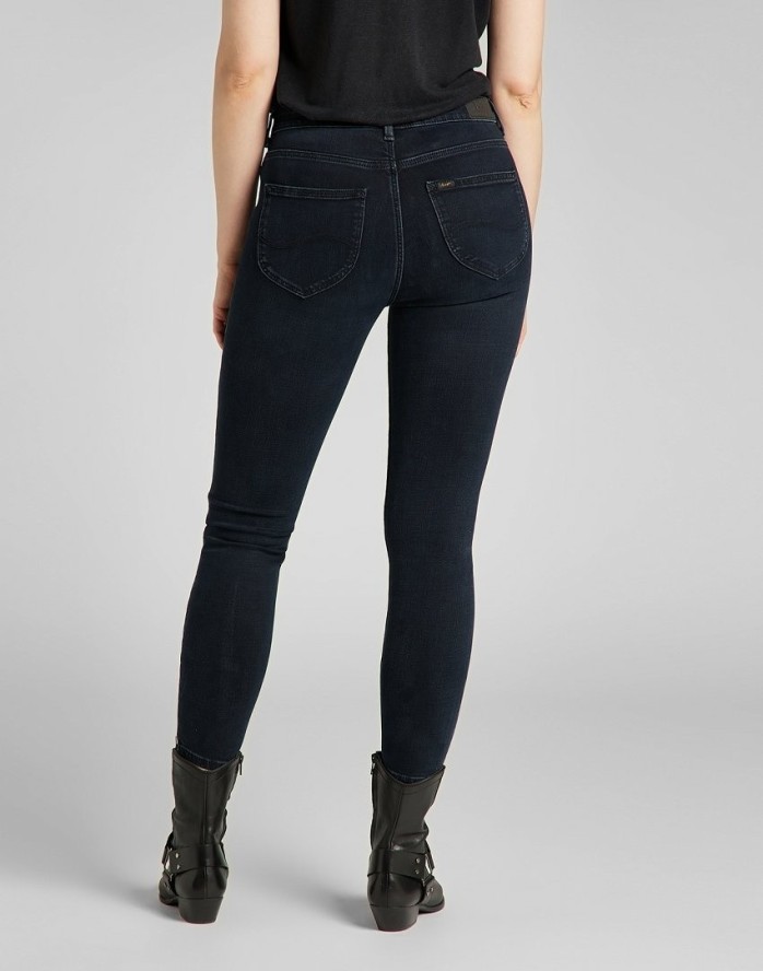LEE SCARLETT HIGH DAMSKIE SPODNIE JEANSOWE ZIP DARK LEA L31BPHJB 112139830