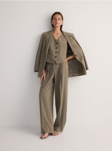 Szerokie spodnie z wiskozą - zielony