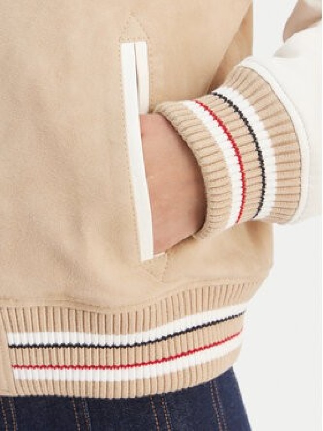 Tommy Jeans Kurtka skórzana Suede Varsity DW0DW22769 Beżowy Regular Fit