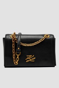 KARL LAGERFELD Czarna skórzana listonoszka Autograph