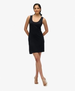 superdry Sukienka Mini Jersey – Loose Fit, A-kształt, Czarna – Black