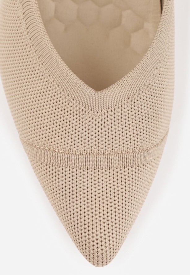 Ciemnobeżowe Dzianinowe Szpilki VICES z Wkładką Soft-Pillow i Miękkim Zapiętkiem Thene