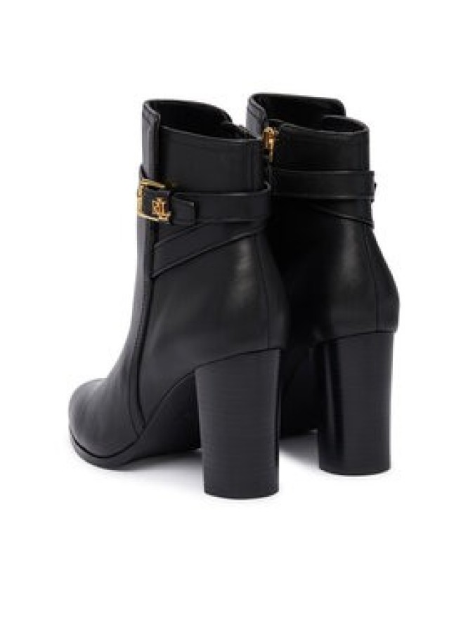 LAUREN RALPH LAUREN Botki Brooke II Calfskin Bootie Heel 802974475004 Czarny
