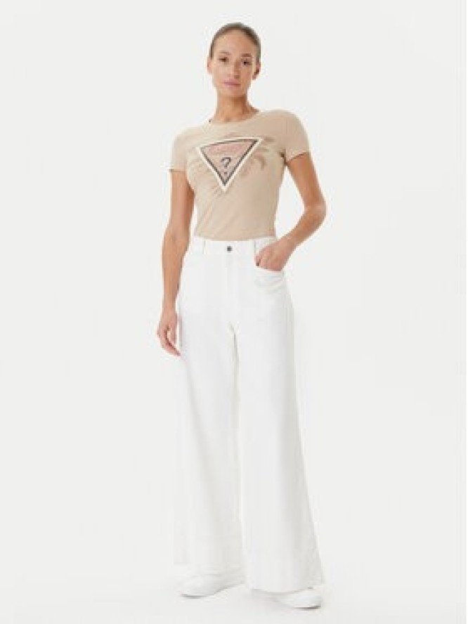 Guess T-Shirt W5YI13 J1314 Beżowy Regular Fit