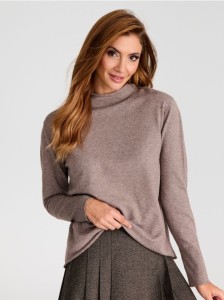 Sweter z wełną - brązowy