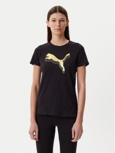 Puma T-Shirt Essentials Metallic 684995 Czarny Regular Fit