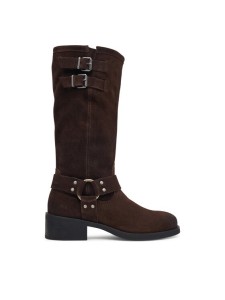 Tommy Jeans Oficerki Tjw Brushed Suede Biker Boots EN0EN03110 Brązowy ciemny