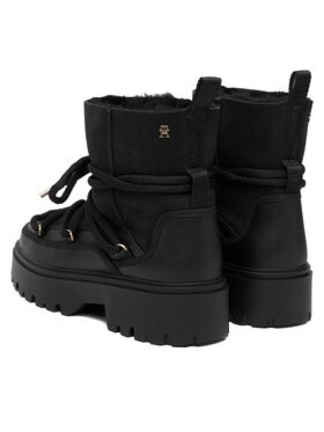Tommy Hilfiger Śniegowce Real Shearling Laceup Snowboot FW0FW08996 Czarny