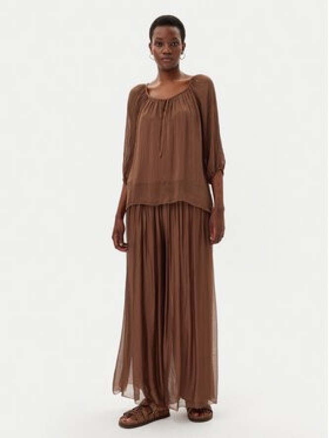 ViCOLO Bluzka TD0020 Brązowy Loose Fit